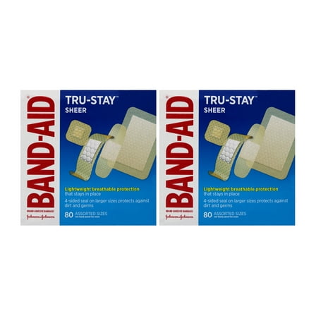 Band-Aid Tru-Stay Lightweight Protection Adhesive Bandages, 80ct, (Pack of 2)