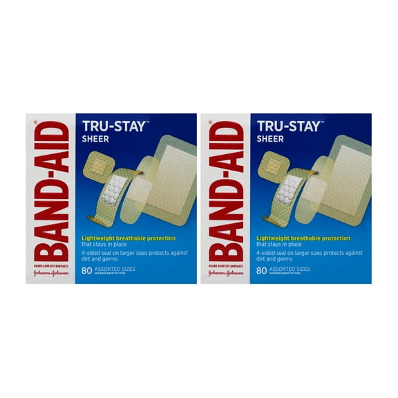 Band-Aid Tru-Stay Lightweight Protection Adhesive Bandages, 80ct, (Pack of 2)