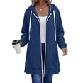 thumbnail image 3 of Zysthvn Casual Zip Front Hoodie Women Drawstring Winter Tunic Women Sweatshirt Solid Loose Fit with Pockets Long Sleeve Tops, 3 of 9