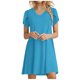 thumbnail image 1 of Puntoco Vestido De Manga Corta Con Cuello Redondo Y Manga De Pétalos Para Mujer Vestido De Manga Corta Con Cuello Redondo Azul Claro M,Regalos Para Mujer Joven, 1 of 5