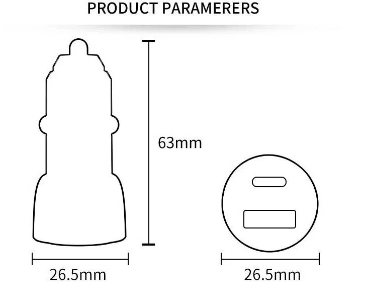 2Pcs Mini 48W Qc18W+Pd30W Car Charger Cell Phone Fast Charge Adapter Accessories