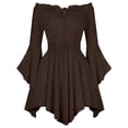 thumbnail image 4 of DHFJKG Womens Pirate Mini Dresses, Off The Shoulder Flare Sleeve Halloween Dress, Smocked Waist Gothic Dress, 4 of 4