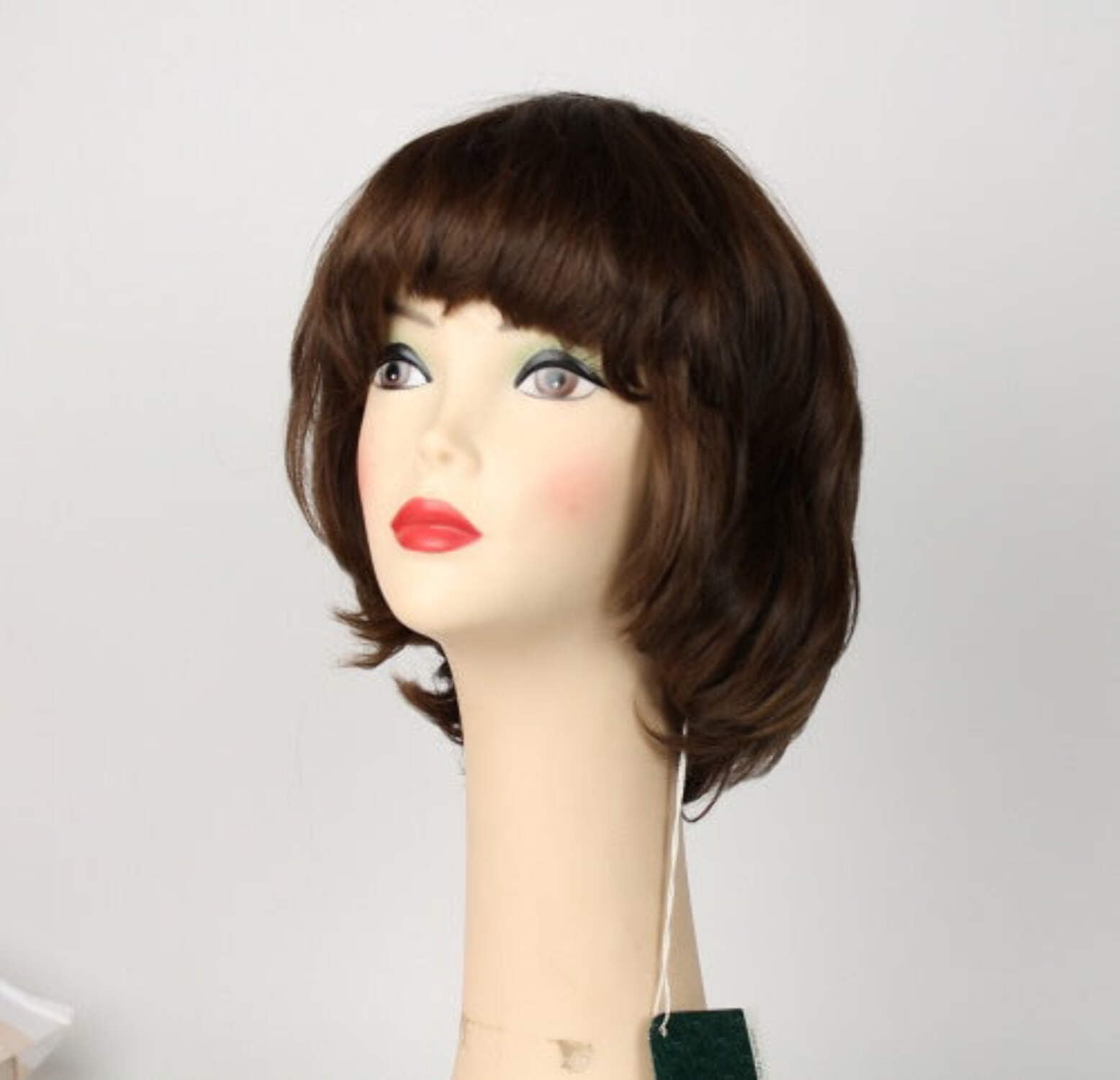 European Human Hair Freeda Wig Brown Olivia Feathered With Reddish Highlights 3068