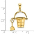 thumbnail image 2 of 14k Yellow Gold Polished Finish 3-Dimensional Moveable Beach Pail with Shovel Charm Pendant, 2 of 2