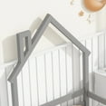 thumbnail image 5 of SYNGAR Twin Size Bed Frame with House-Shape Headboard, Wooden Bed Frame Twin with Guardrail for Kis and Adults, Modern Bed Frame Twin Size with 7 Wood Slat,No Box Spring Needed, Gray, 5 of 13