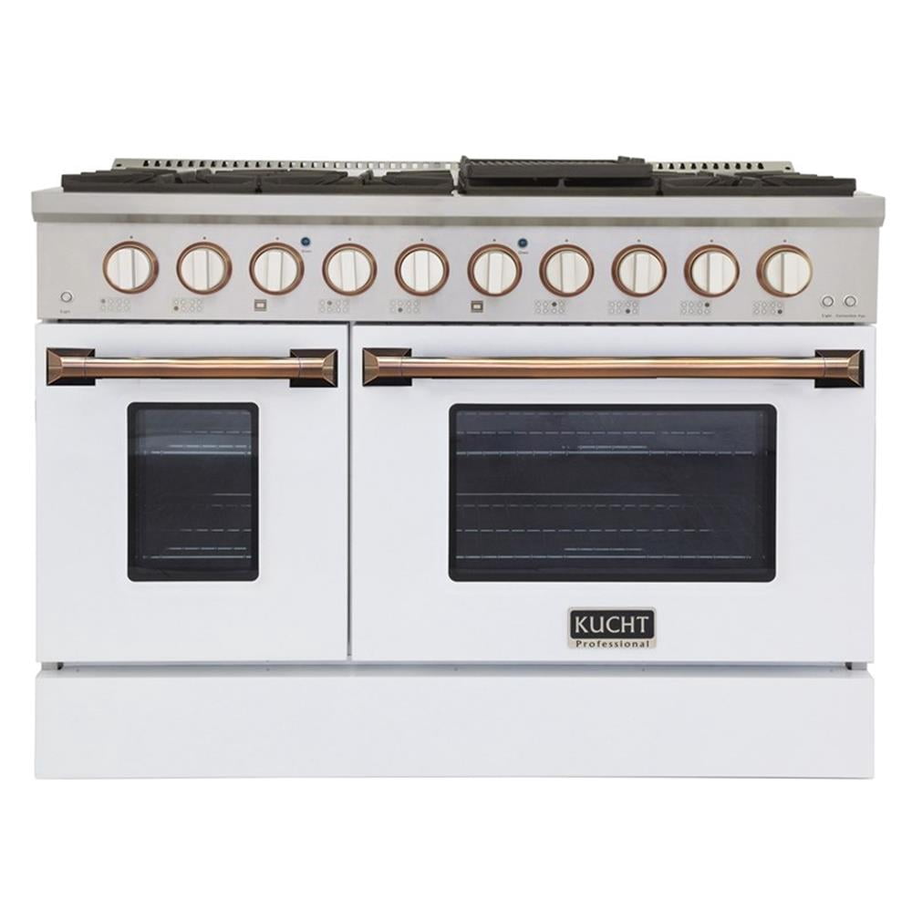 Pemberly Row 48" 6.7 cu. ft. Dual Fuel Range for Propane Gas in White and Gold