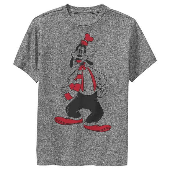 Boy's Mickey & Friends Winter Ready Goofy Outline Performance Graphic Tee Charcoal Heather X Large