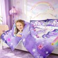 thumbnail image 3 of Manfei Cartoon Unicorn Twin Comforter Sets 2pcs,Cute Stars Rainbow Bedding Set,1 Comforter and 1 Pillowcase,Reversible, 3 of 6