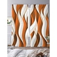 thumbnail image 3 of Burnt Orange White Moire Sheer Curtains 108 Inch Length 2 Panels Set Window Treatments, Modern Abstract Art Rod Pocket Semi Curtains for Living Room/Bedroom/Kitchen Décor, 104"W x 108"L, 3 of 7