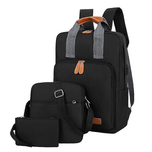 3pcs Men's Large Capacity Backpack Rucksack Messenger Bags Wallet Set Outdoor Travel Bags