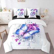 Castle Fairy Gradient Butterflies Twin Bedding Sets,Chic Flower Bedding Comforter Set