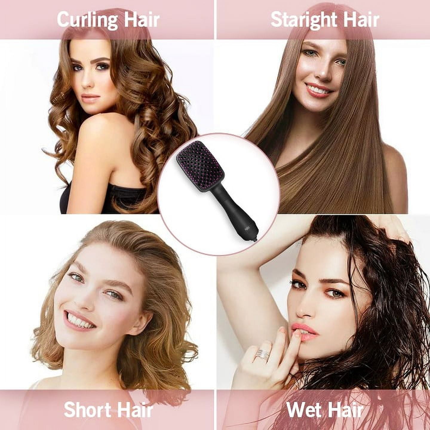 Hair Dryer Brush, Jungle Wave 2 in 1 Negative Ion Blow Dryer with Comb, Fast Drying Hot Air Brush