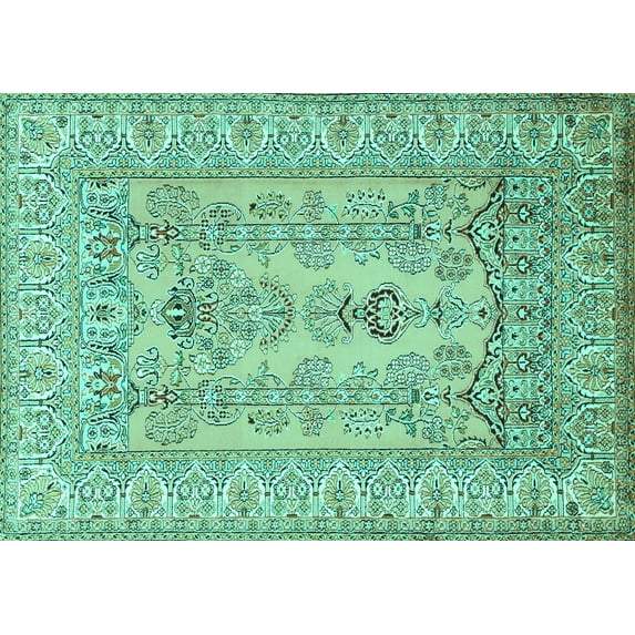 Ahgly Company Indoor Rectangle Persian Turquoise Blue Traditional Area Rugs, 3' x 5'