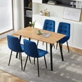 thumbnail image 6 of NORDICANA Navy Blue Velvet Dinner Chairs Set of 4, Modern Armless Biscuit Tufted Dining Side Chairs with Metal Legs for Kitchen Living Room Vanity, 6 of 8