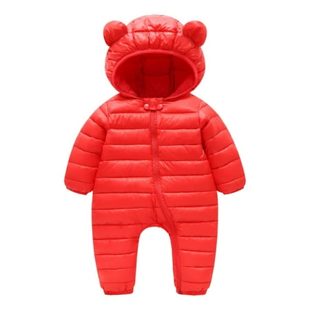 

Kids Clothing Baby Girls Boys Winter Warm Snowsuit Bear Ears Hooded Jumpsuit Down Coat Romper Padded Outwear