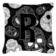 thumbnail image 4 of Carolines Treasures CJ2008-UPW1818 Letter U Day of the Dead Skulls Black Canvas Fabric Decorative Pillow  18H x18W, 4 of 7