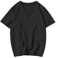 thumbnail image 3 of BiZtdJrK Mens Cotton Linen Shirts Casual Regular-Fit Short Sleeve T-Shirt Summer Lightweight Button Henley Shirt Vacation Beach Tops Black XL Sales for Today on Walmart, 3 of 9