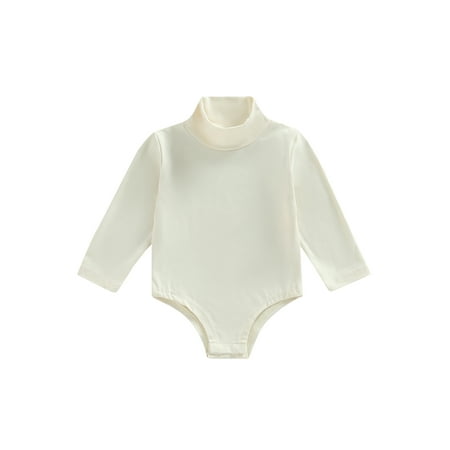 

Sunisery Toddler Baby Boys Girls Autumn Romper Solid Color Long Sleeve High Neck One Piece Bodysuit Jumpsuit Beige 12-18 Months