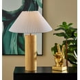 thumbnail image 2 of Adesso Marta 25.5" 1-Light Wood Table Lamp with White Pleated Tapered Shade, 2 of 5