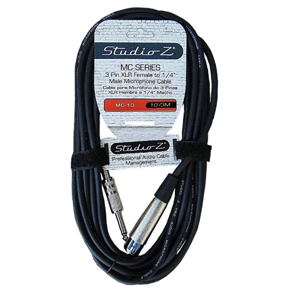 Studio Z Microphone Cables 10 Ft Female XLR to 1/4 Inch TS Male Mono 3 PIN Flexible Mic Cable Unbalanced Interconnect Wire 10Ft Mic Cord for Dynamic Sound Built to Last (Single)
