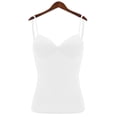 thumbnail image 2 of Camisole With Built in Bra Basic Cami Tanks Basic Breathable Tank Top Shelf Bra Cami Padded Camisoles Under Shirts for Women Camisole Shirts Cami Shirts Slim Fit Sleeveless Camisoles Tops White S, 2 of 4