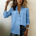 thumbnail image 4 of Cotton Linen Women's Oversized Button Down Shirt Long Sleeve Turn Down Collar Chest Pocket Blouse Ideal Top for Spring Summer Casual Wear, 4 of 8