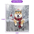 thumbnail image 5 of Playful Akita Welcomes Winter Snowy Day with Cardinal Bird Quilt Blanket Inu Dog Lover Cozy Comforter Throw Blanket - 12017, 5 of 5