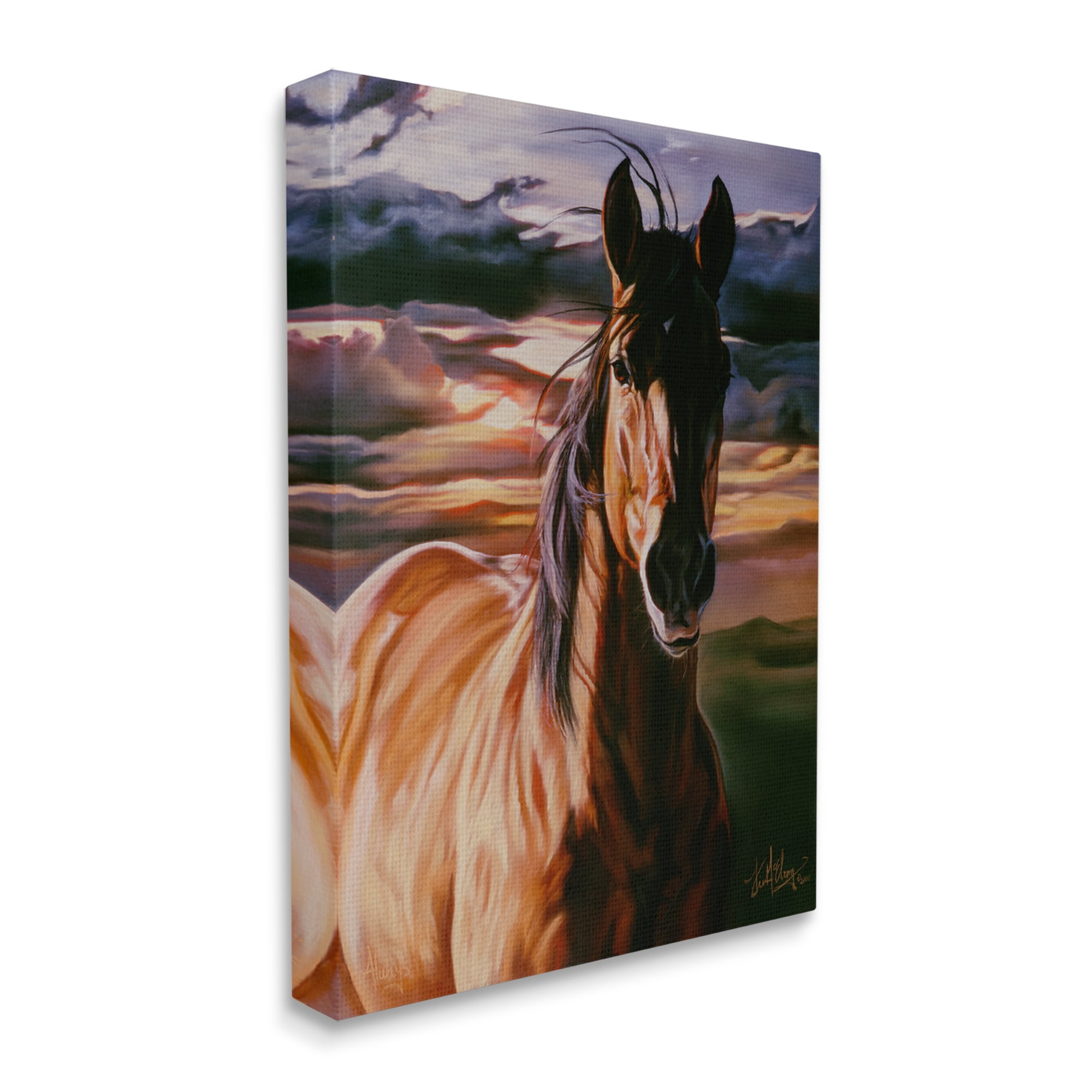 Stupell Industries Horse Landscape Painting Animals & Insects Painting Gallery Wrapped Canvas Print Wall Art, 16 x 20