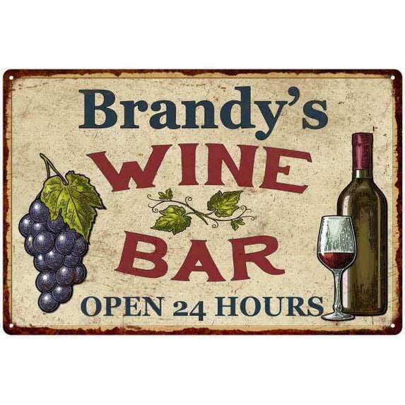 Brandy's Rustic Wine Bar Sign Wall Decor Kitchen Gift 16 x 24 Matte Finish Metal 116240056476