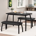 thumbnail image 3 of Mesa y sillas comedor 4 personas, diseño industrial negro, mesa rectangular madera metal, 2 bancos tapizados PU, moderno compacto ahorra espacio, ideal cocina comedor restaurante, medidas 120x80x75 cm, 3 of 8