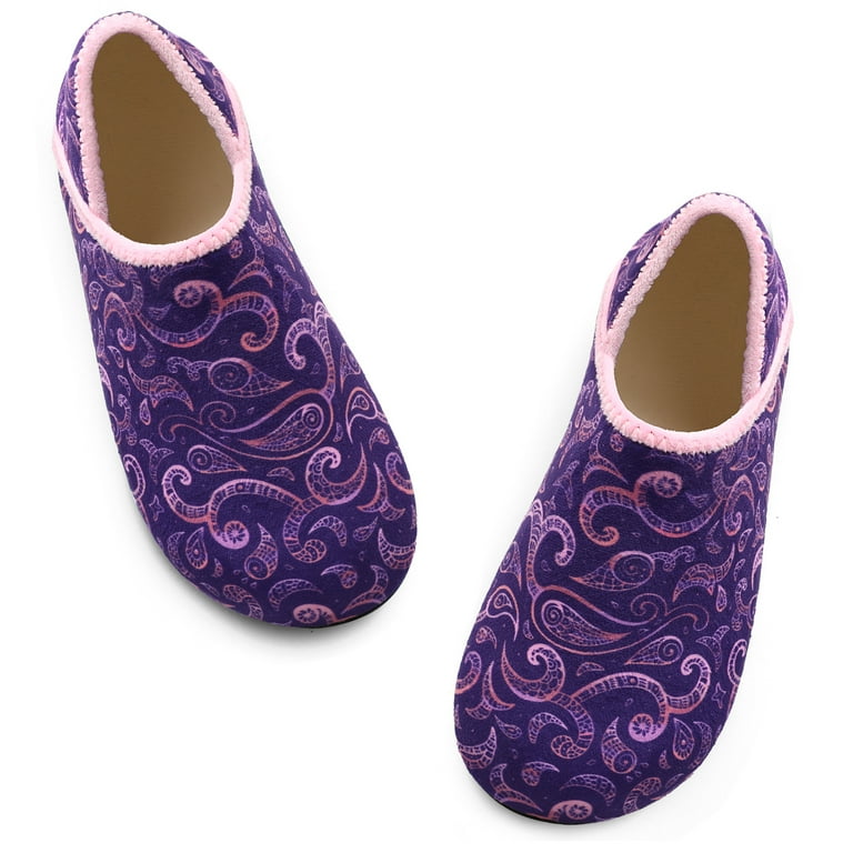 Women s Cozy Rubber Sole Slippers Comfy House Shoes for Men Purple