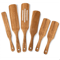 Wooden Spurtle Set 6 Pcs, Natural Acacias Spurtles Kitchen Tools Wooden Spurtles for Cooking Stirring Spatula,As Shown