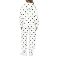 thumbnail image 3 of Fall Sets Women 2 Piece Outfits Lightweight Elastic Waist Joggers Matching Long Sleeve Hoodies Polka Dot Cute Y2k Fashion Tracksuits with Pockets White XL, 3 of 5
