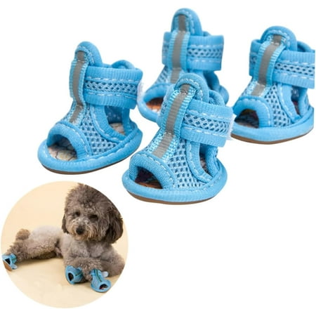 Pet Dog Shoes 4pcs Blue Sneakers Sneakers Blue Boots Blue s Breathable Dog Shoes Dog Shoes for Small Dogs Christmas Boots Summer Shoes Large Dog Mesh Boots Blue Water Proof