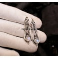 thumbnail image 2 of Pure 925 Sterling Silver Dangle Drop Earrings For Women, Genuine Rainbow Moonstone Unique Handcrafted June Birthstone Earrings For Her, 2 of 4