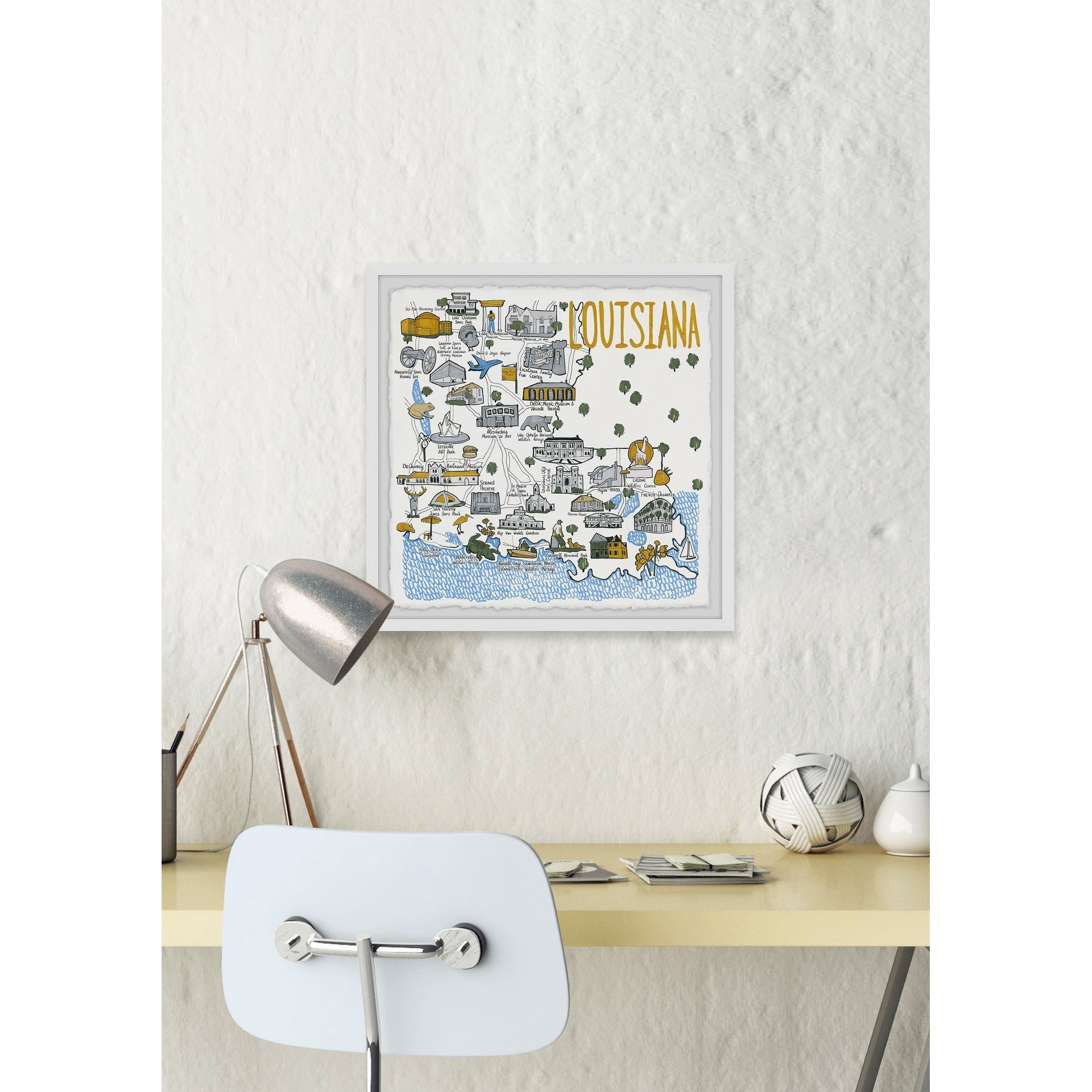 Marmont Hill White Louisiana Spots Framed Wall Art