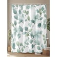 thumbnail image 4 of Fsddascl Teal Blue Leaves Shower Curtain Set - 66" x 72" Washable Bathtub Curtain with 12 Hooks, Summer Botanical Watercolor Waterproof Fabric Stall Shower Curtains for Bathroom/Bathtub Décor, 4 of 6