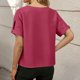 thumbnail image 2 of TaTaai Women's short sleeve crew neck top, linen cotton fabric, solid color, button cuffs, cutout detail, pullover style, casual loose fit, soft breathable, ideal for daily outings Gift, 2 of 8