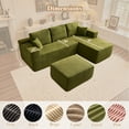 thumbnail image 3 of Ovios 106" Cloud Sofa Couch No Assembly Boneless Deep Seat Sofa with Ottoman for Living Room, Green(Sherpa), 3 of 11
