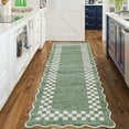 thumbnail image 2 of HOMERRY Scalloped Border Runner 2' x 6' for Hallway Modern Washable Throw Rugs for Kitchen Indoor Carpet, Green, 2 of 6