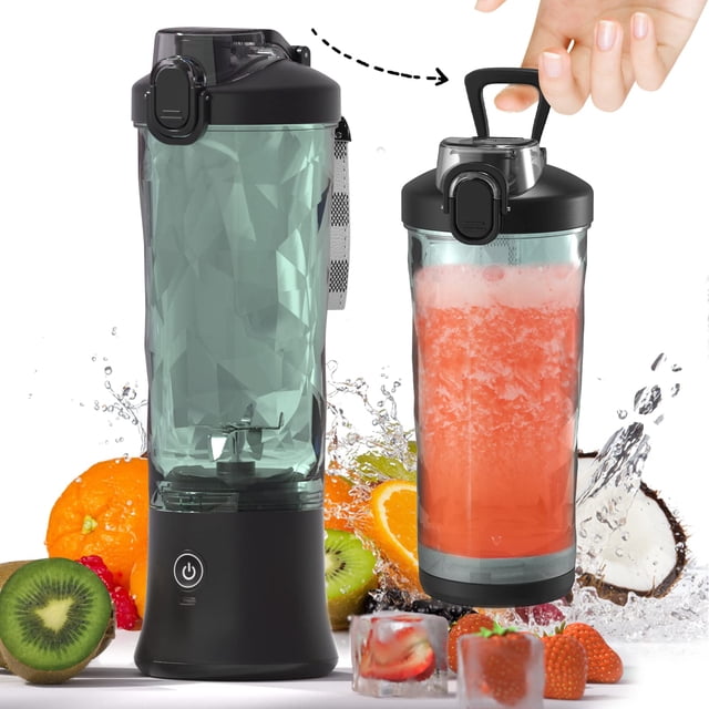 Licuadora portátil, licuadora de tamaño personal para batidos y batidos con mini licuadora de 6 hojas, 20 onzas para cocina, hogar, viajes