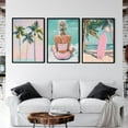 thumbnail image 3 of Pink Beach Preppy Wall art Coastal Surf Girl Aesthetic Room Painting Picture Wall Decor Ocean Landscape Poster Print Artwork for Girls Room Dorm Beach Home Decoration（Only canvas）, 3 of 6
