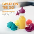 thumbnail image 4 of Boon Snug Sip - Tapones universales de silicona para botellas de agua y jugo, tapas de conversión de pico suave con válvulas a prueba de derrames, fundas de silicona para botellas para viajes, incluye, 4 of 5
