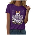 thumbnail image 6 of YDFCWXW Halloween Shirts for Women Spooky Cute Ghost Graphic Tshirt Casual Short Sleeve Tops Purple, XXL, 6 of 6