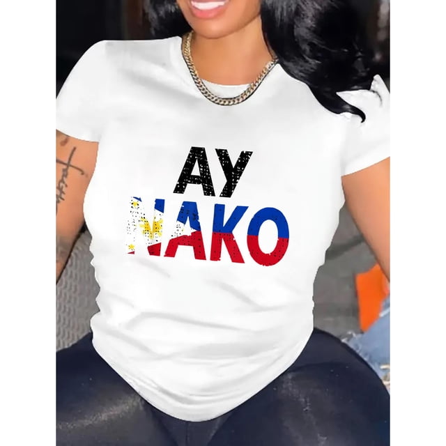 Camiseta con estampado de la bandera patriótica "AYYKO" para mujer, de tela transpirable. Camiseta deportiva informal de cuello redondo y manga corta, de algodón transpirable, lavable a máquina. Camis