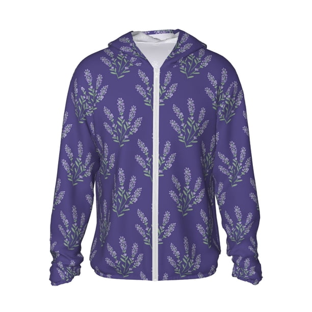 Balery Lavender Flowers Sudadera ligera de manga larga con capucha y protección solar UPF 50+ para hombre y mujer, ideal para pesca y running-Medium