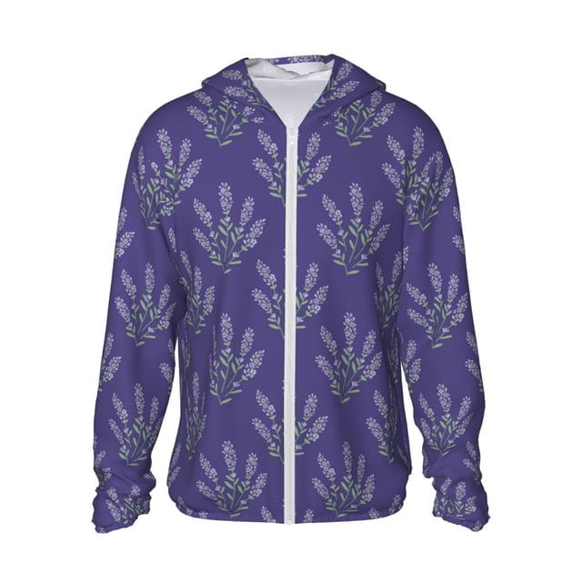 Balery Lavender Flowers Sudadera ligera de manga larga con capucha y protección solar UPF 50+ para hombre y mujer, ideal para pesca y running-3X-Large