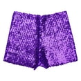 thumbnail image 5 of inlzdz Kids Girls Sequins Dance Booty Shorts Jazz Hip Hop Disco Dance Costume Athletic Gym Shorts Purple 110-120/11, 5 of 7