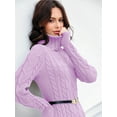 thumbnail image 6 of Long Sleeve Womens Cable Knit Sweater Dress Bodycon Turtleneck Mini Fall Winter Knit Wear, 6 of 6