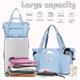 thumbnail image 5 of Gynky Travel Duffel Bag for Women Men Waterproof Carry On Expandable Duffle Tote Shoulder Weekender Overnight Bags w/ 3 Front Pocket/Wet Dry Pocket/Trolley Sleeve, Sport Dance Gym Luggage, Sky Blue, 5 of 10
